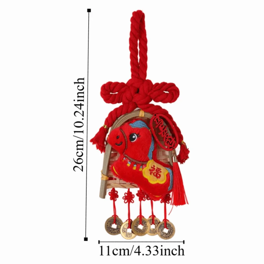 Exquisite Broom Dustpan Pendant Copper Coin Bamboo Mini Broom Hanging Ornaments Red Lucky Festive Hanging Ornaments Gifts