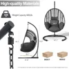 Hanging Egg Chair with Stand - Egg Swing Chair Outdoor Indoor Patio Wicker Chair Swing Hammock Egg Chairs 400lbs Capacity 6