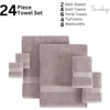 24 Pcs Towels Set, Microfiber Luxury Bath Towels, 2 Bath Sheets, 4 Bath Towels, 6 Hand Towels, 8 Washcloths, 4 Fingertip Towels 2