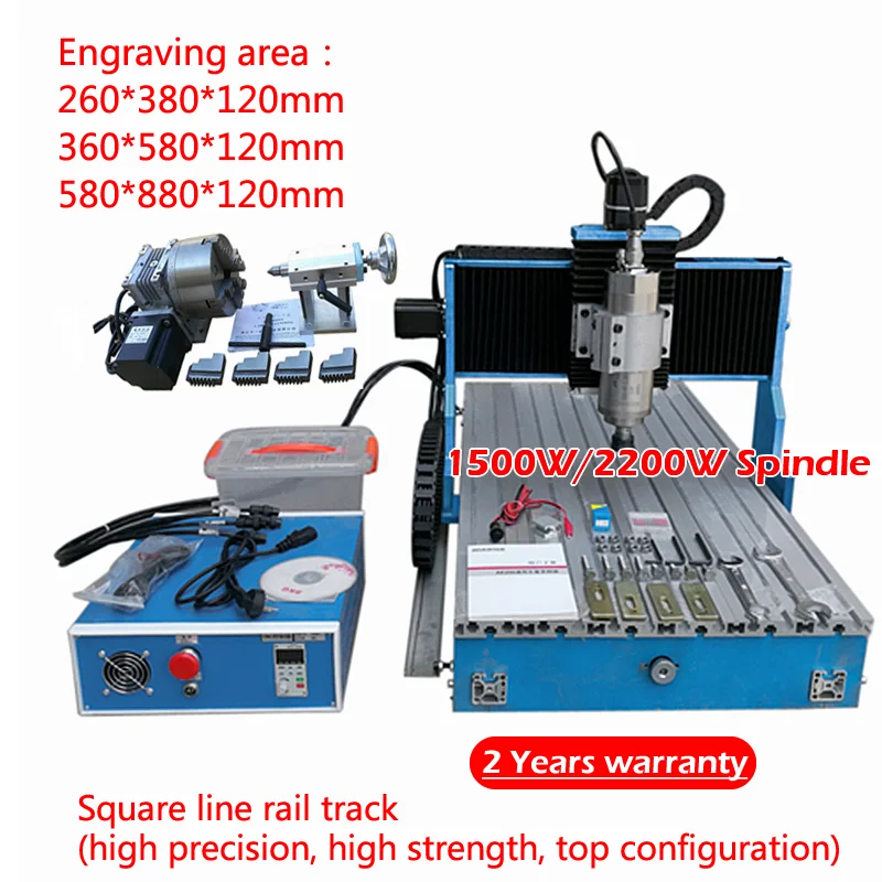 

2200W CNC Router 3040 6040 6090 4Axis 1.5KW Metal Engraving Milling Machine With Linear Guideway Steel Carving