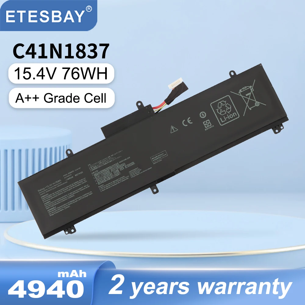 

ETESBAY C41N1837 Laptop Battery For Asus ROG Zephyrus M S GU502G GX502G GA502D GA502DU GU532LV GX532GV TUF Dash F15 FX516PR 76WH