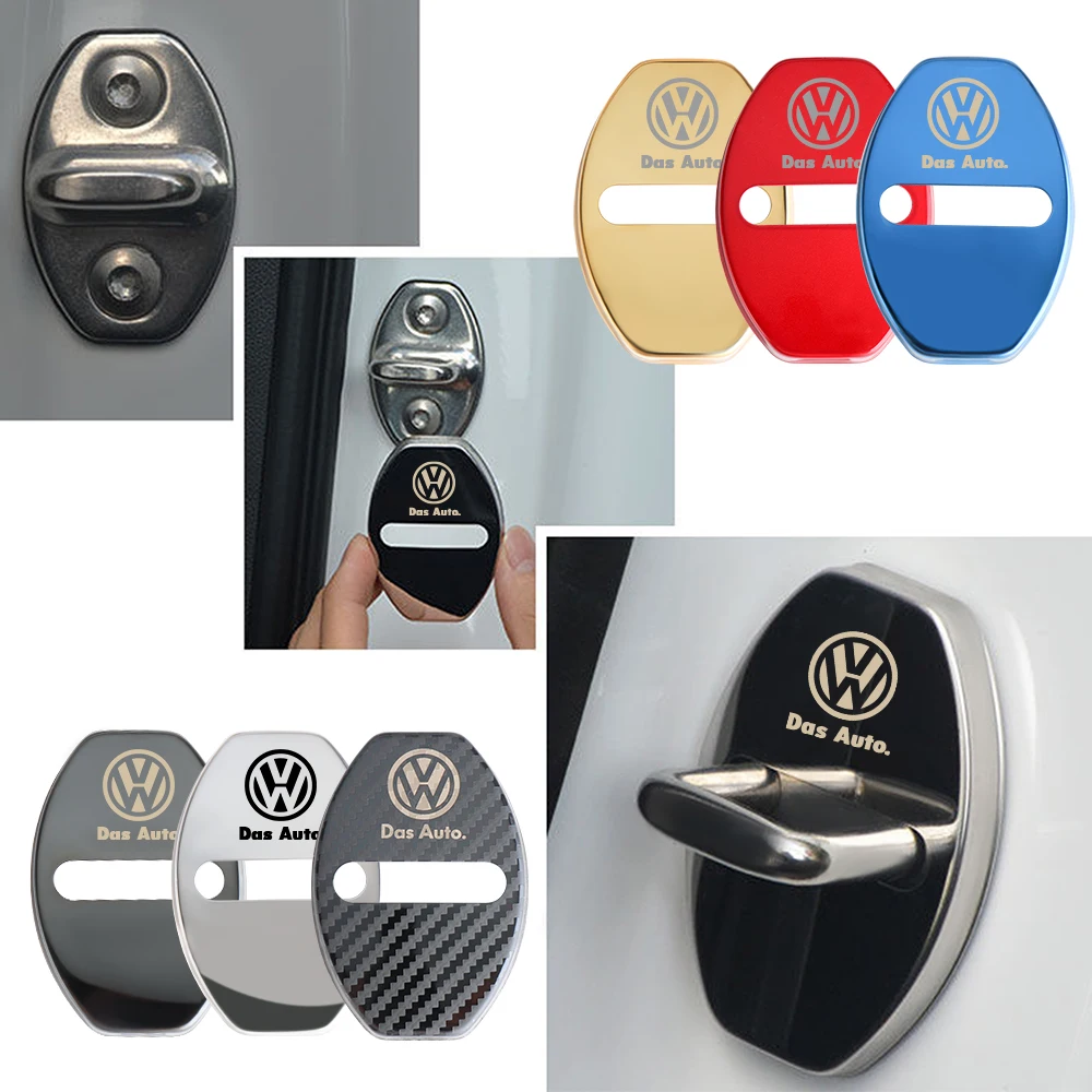 4Pcs Car Metal Door Lock Cover Auto Door Lock Emblem Decalcomanie Copre Accessori Per Volkswagen Vw Golf Polo Tiguan Passat Jetta