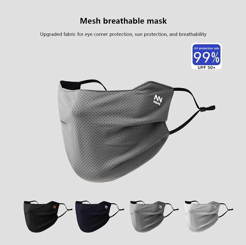 Men's Reusable UV Shield Breathable Face Mask - Solid Color & Washable for Sun Protection and Summer Activities