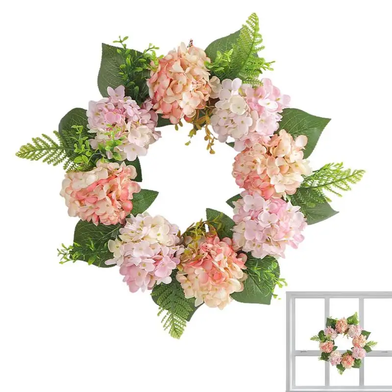 

Hydrangea Wreath 15.74 Inch Spring Wreaths For Front Door Artificial Hydrangea Wreath For Front Door Wedding Decorations Wall