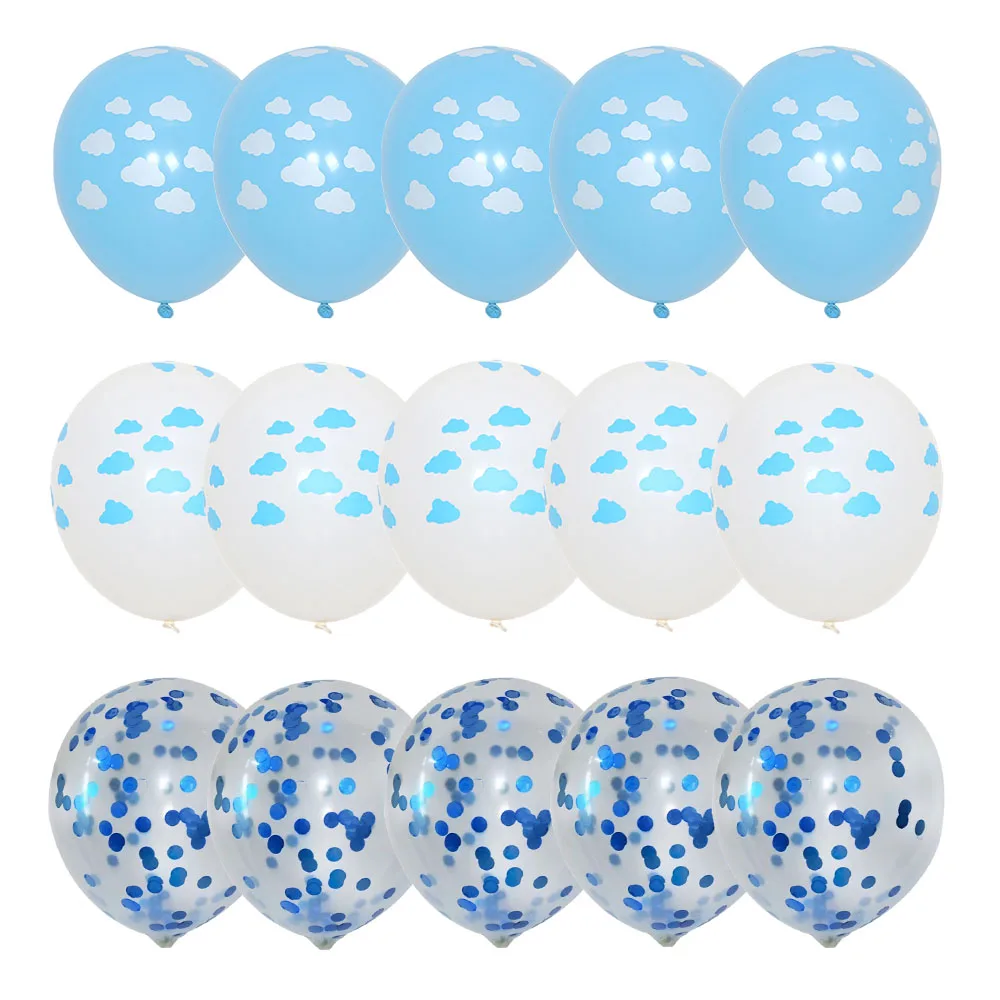 

15pcs Blue White Cloud Latex Balloons Boy Airplane Theme Birthday Party Confetti Ballon for Baby Shower Wedding Decoration Globo