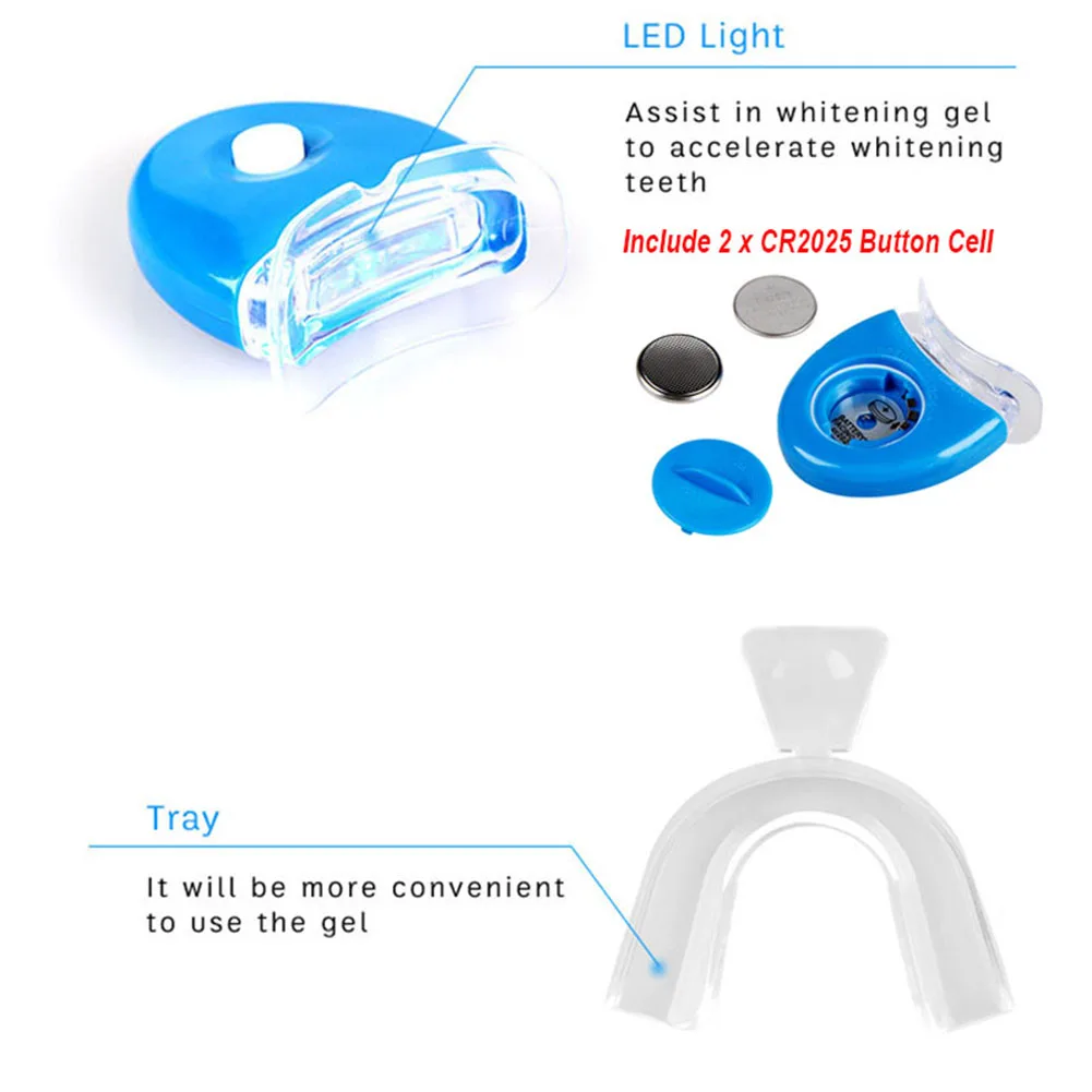 Teeth Whitening Kit 3/6/10 Teeth Whitening Kit Gel Syringe 44 Peroxide Dental Tooth Bleach System LED Cold Light Oral Hygiene Device Mouth Tray Tool