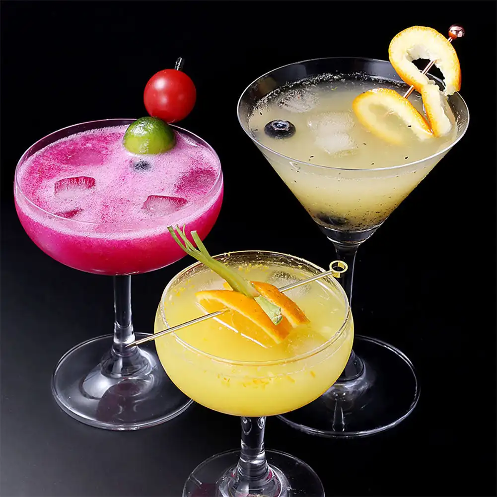 Cocktail Skewers 3Pcs Reusable Cocktail Picks Skewers Stainless Steel Martini Fruit Sticks Bar Tools For Party Kitchen KTV Wedding Accessories