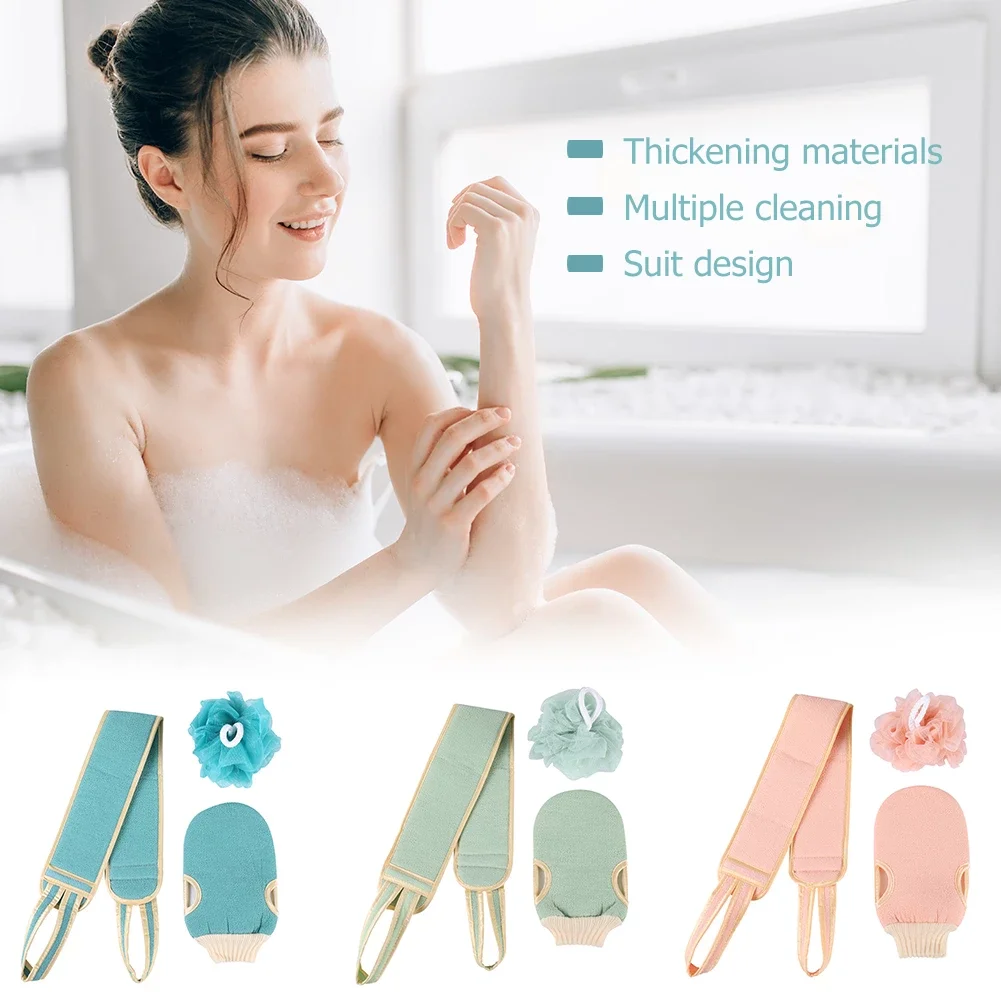 3 pieces of double-sided strong back rub towels, back rubbing strips, decontamination and mud rubbing long bath towels