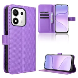 Elegant Leather Flip Wallet Case - Magnetic Book Cover Holder for Honor 600 Smart (Purple)
