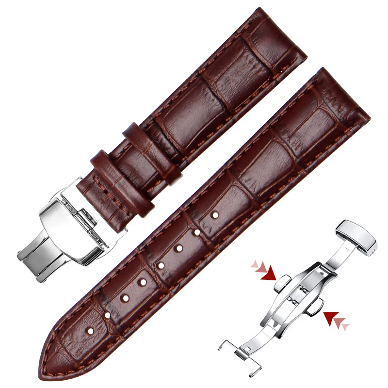 High quality crocodile Leather Watch Strap18mm 19mm 21mm 20mm 22mm Watchband For Men Watch Accessories Solid Buckle black brown