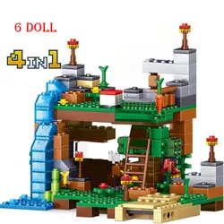 My world – blocs de construction compatibles minecraftinly, Village, ville, arbre, maison, cascade, cheval de guerre, jouets pour enfants 