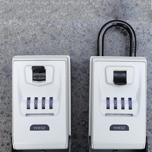 Dialing Wheel Password Key Lock Box Security Key Safe Waterproof Outdoor Mini Safes Small Lock Box Built-in LED Light For Night 6