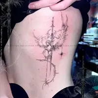 Saint Trial Sword Herbal Tattoo Sticker Angel Judge Semi Permanent Waist Fake Tattoo for Woman Man Punk Art Temporary Tattoos 1