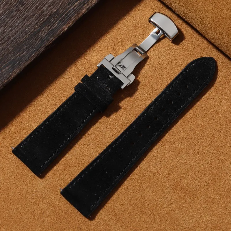 Luxury Suede Leather Watch Band with Butterfly Buckle - Quick Release Strap Accessory