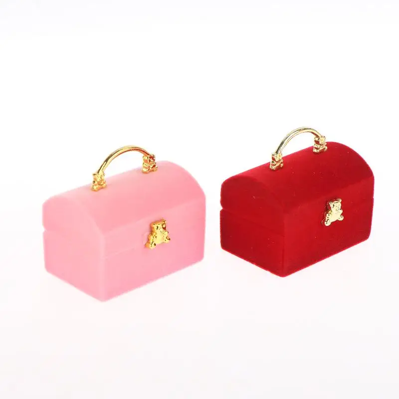 1 Piece Small Jewelry Box Velvet Wedding Ring Box Necklace Display Box Cute Bear Gift Box Container Case For Jewelry Packaging