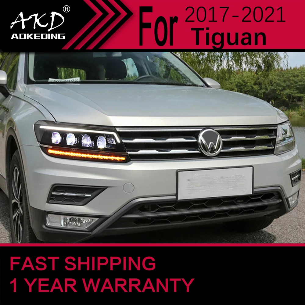 VW Tiguan LED 헤드 라이트 2017-2020 Tiguan 헤드 램프 Drl 프로젝터 렌즈 자동차 용 자동차 조명