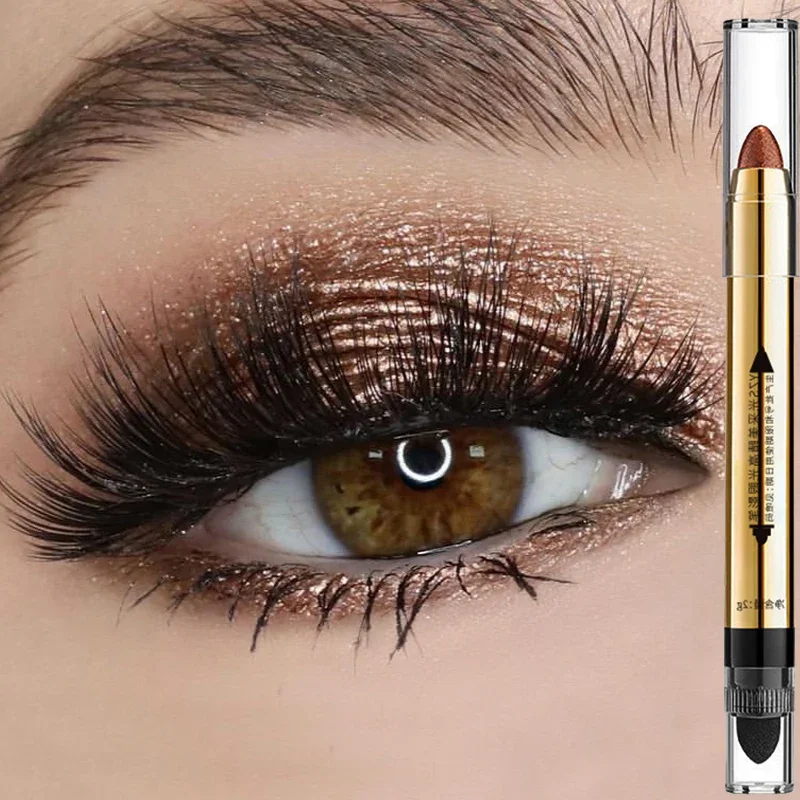 6 Colori Glitter Eyeshadow Pen Waterproof Lasting Sliver Brown Matte Shimmer Double-Headed Eyeshadow Stick Eyes Makeup Cosmetic