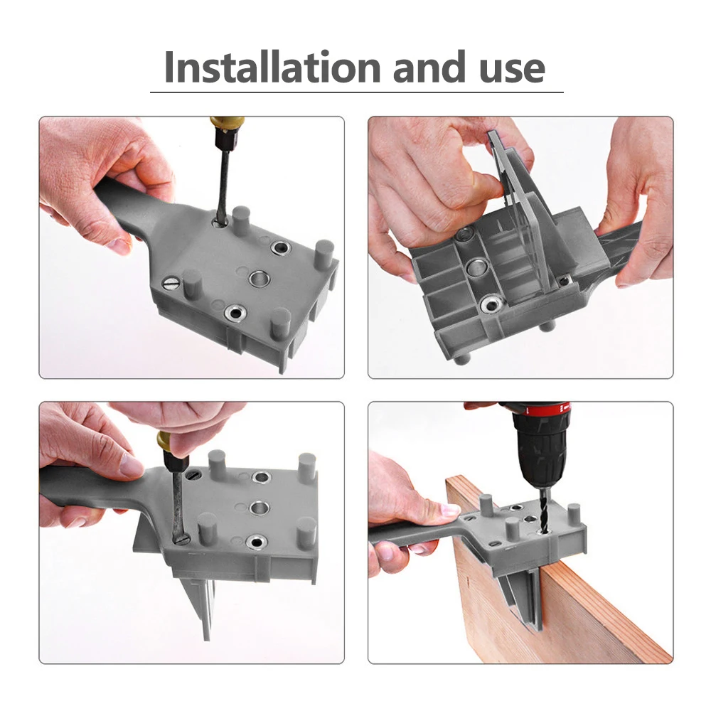 Wood Doweling Jig Quick Wood Doweling Jig Plastic ABS Handheld Pocket Hole Jig System 6/8/10mm Drill Bit Hole Puncher For Carpentry Dowel Joints