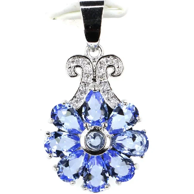 925 SOLID STERLING SILVER PENDANT Charming Tourmaline Amethyst Blue Aquamarine Violet Tanzanite White CZ Gift For Girls