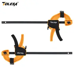 TOLESA Quick-Change One-Handed Woodworking Clamps - Set of 2, 6-Inch Light-Duty Clamps & Spreaders - 6 inches
