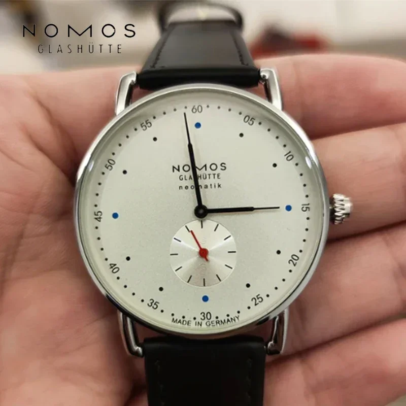 Для NOMOS 2024 немецкая серия Metro1108 три цвета простые мужские кварцевые часы Роскошная нишевая дуга зеркало подарок Брендовые мужские часы