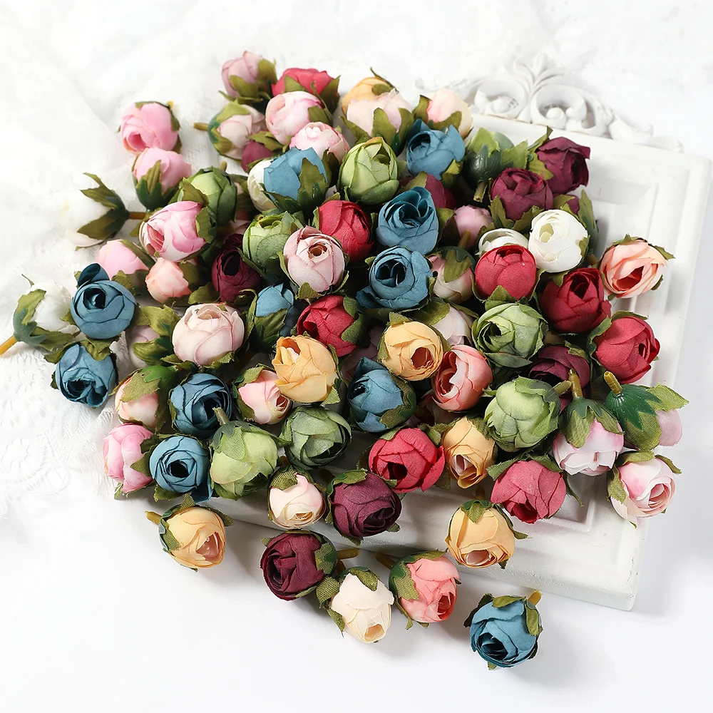 10-Piece Set of Rose Tea Buds Artificial Silk Flowers