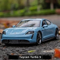 Welly 1:24 Porsche Taycan Turbo S Alloy Sports Car Model Diecasts Metal New Energy Vehicles Car Model Simulation Kids Toys Gifts 2