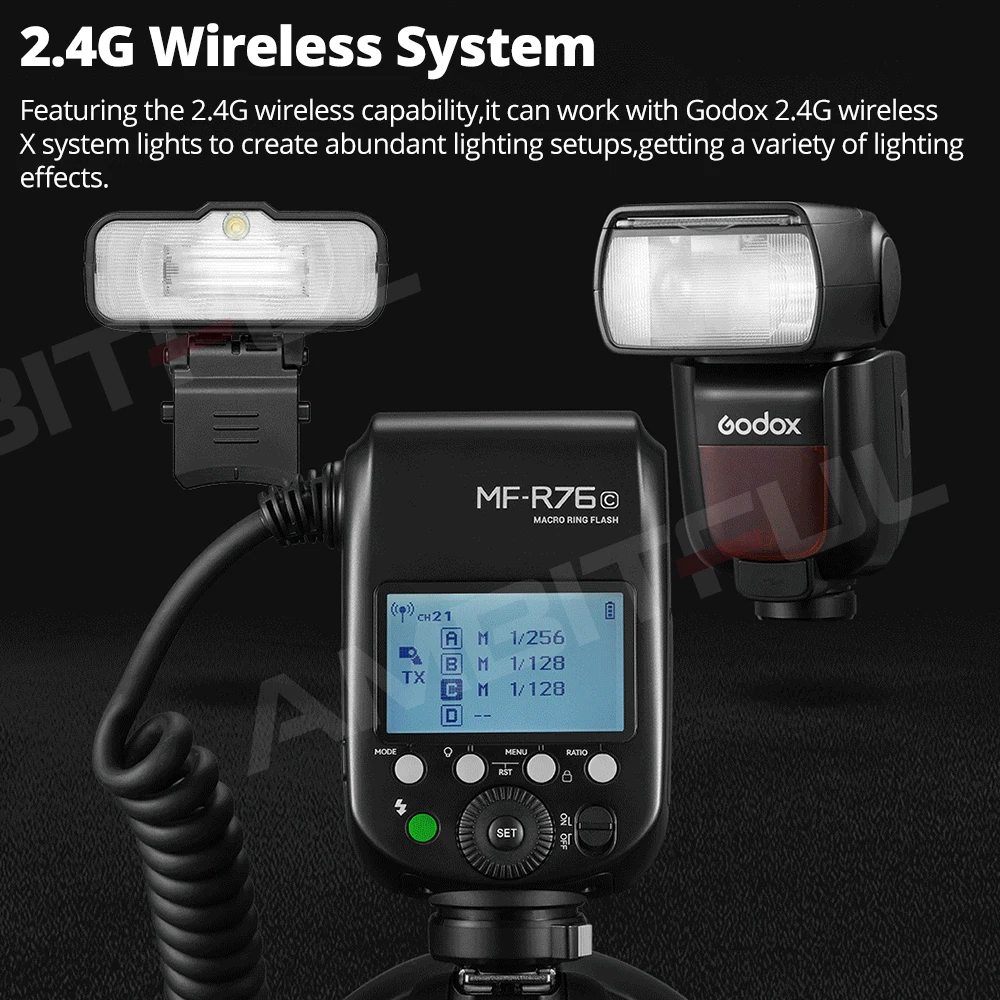 Godox MF-R76C MF-R76N MF-R76S TTL HSS 2.4G Wireless Macro LED Ring Light Speedlite Flash Light for Canon Nikon Sony Camera on camera flash,camera flash