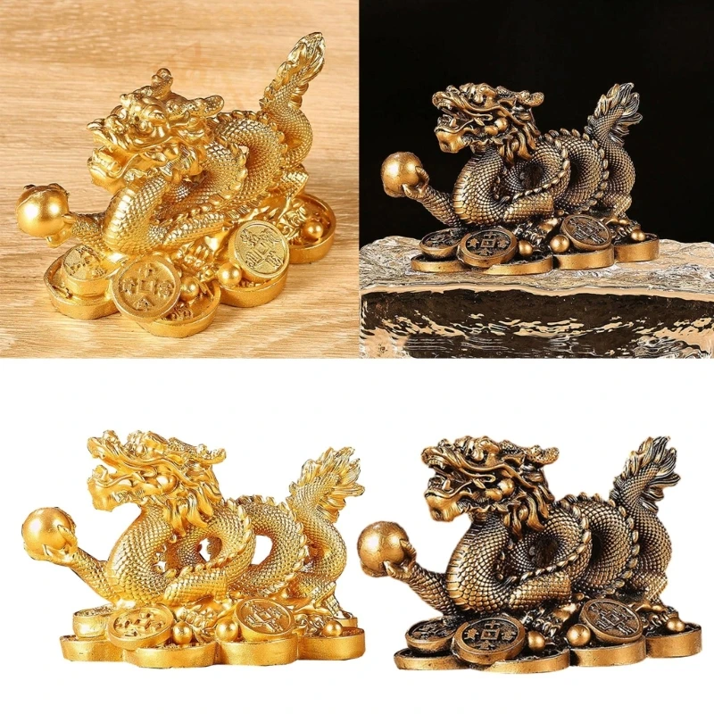 

Китайская благоприятная статуэтка дракона, скульптура из смолы, декоративная фигурка по фэн-шуй