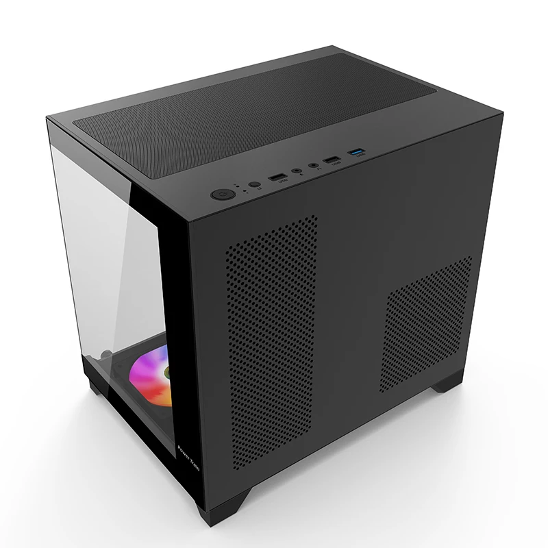 Power Train Coloured Glaze PC Case – 270° Full-View Tempered Glass Gaming Chassis, Supports 240 mm Water Cooling - Image 6