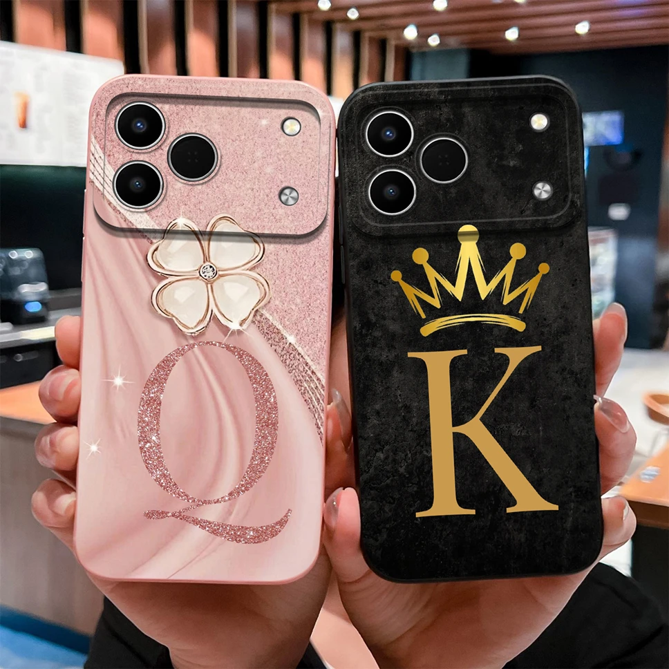 Luxurious A to Z Letters Smooth Camera Protective Soft Phone Case Cover