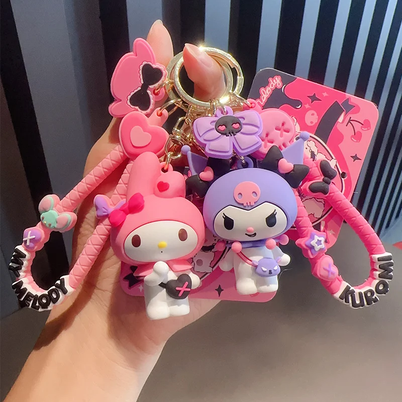 Sanrio Y2K Keychian Kawaii My Melody Kuromi Pendant Keyring Sweet Girls Bags Keychains Cartoon Children Toy Women Car Key Chain