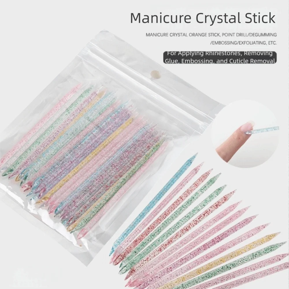 50/100Pcs 재사용 가능한 크리스탈 스틱 크리스탈 소재 다기능 더블 헤드 네일 아트 도구 큐티클 푸셔 전문 디자인