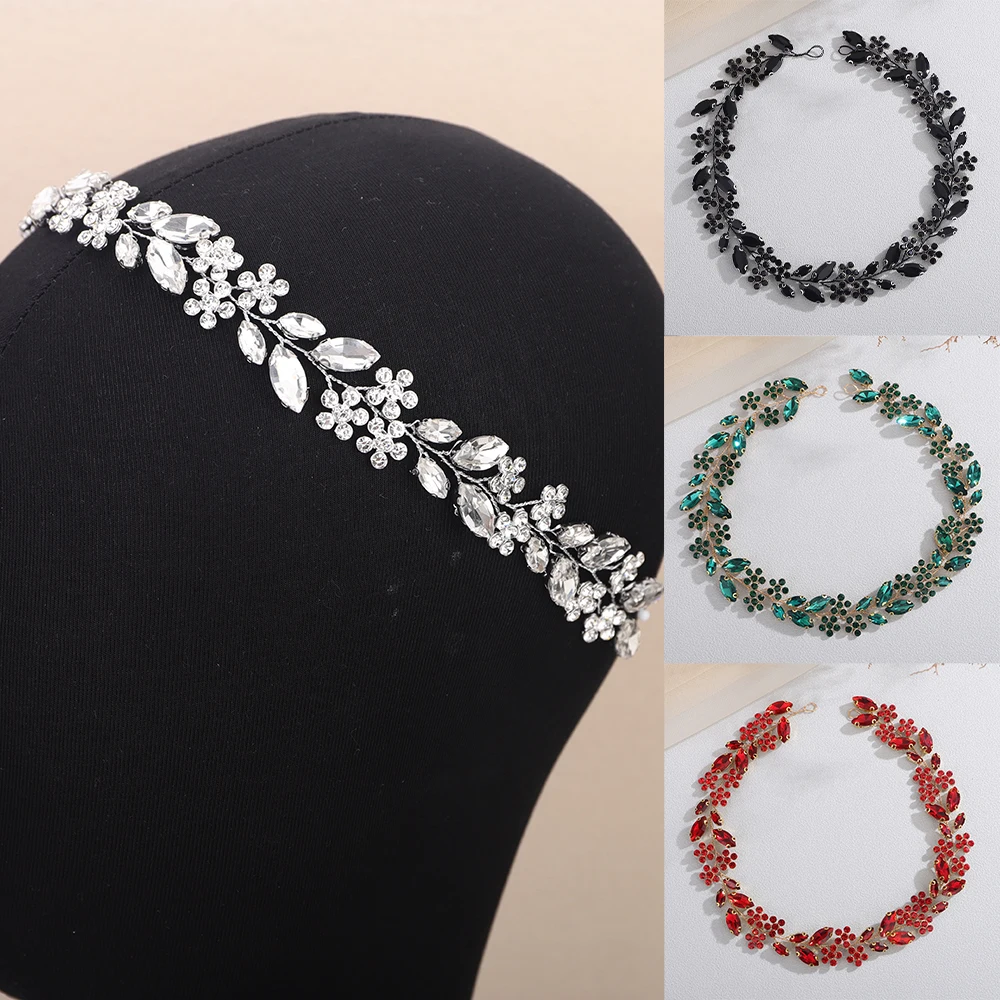 라인스톤 꽃 장식 웨딩 헤어밴드 여성용 수제 웨딩 헤어 액세서리 주얼리 파티 ..