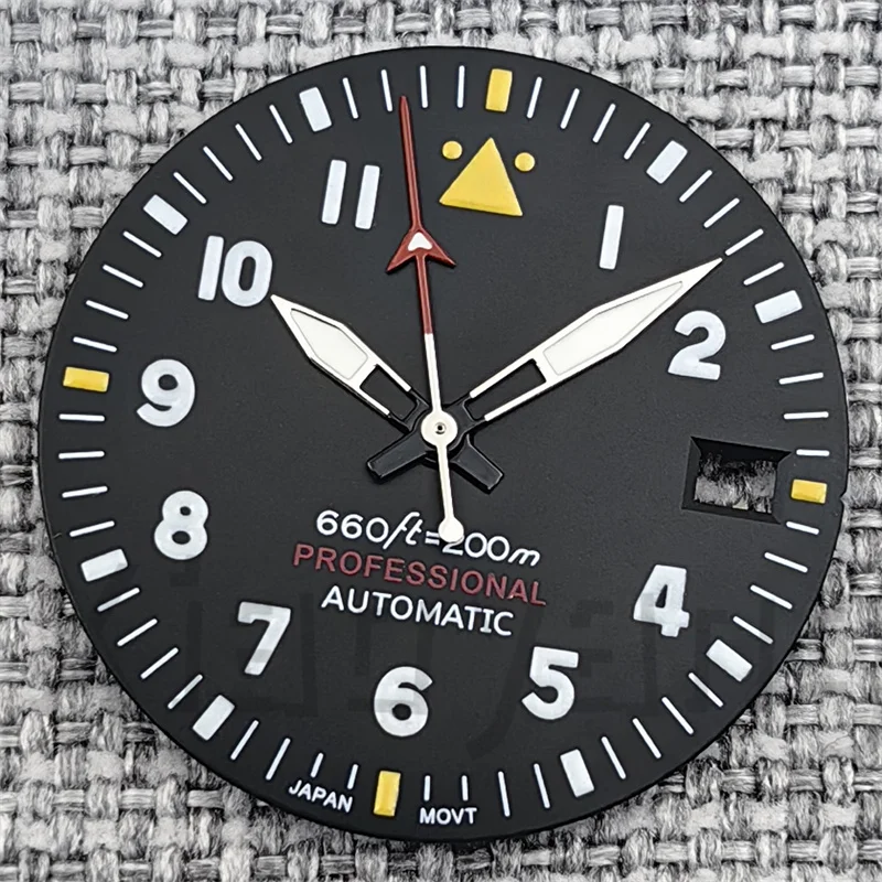 Pilot Style Black Watch Dial and Hand Sets with C3 Green Luminous - 29mm Watch Accessory