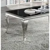 Glam Contemporary1pc Coffee Table Black Glass Top Silver Color Table Living Room Stainless Steel Cabriole-Style Legs 3