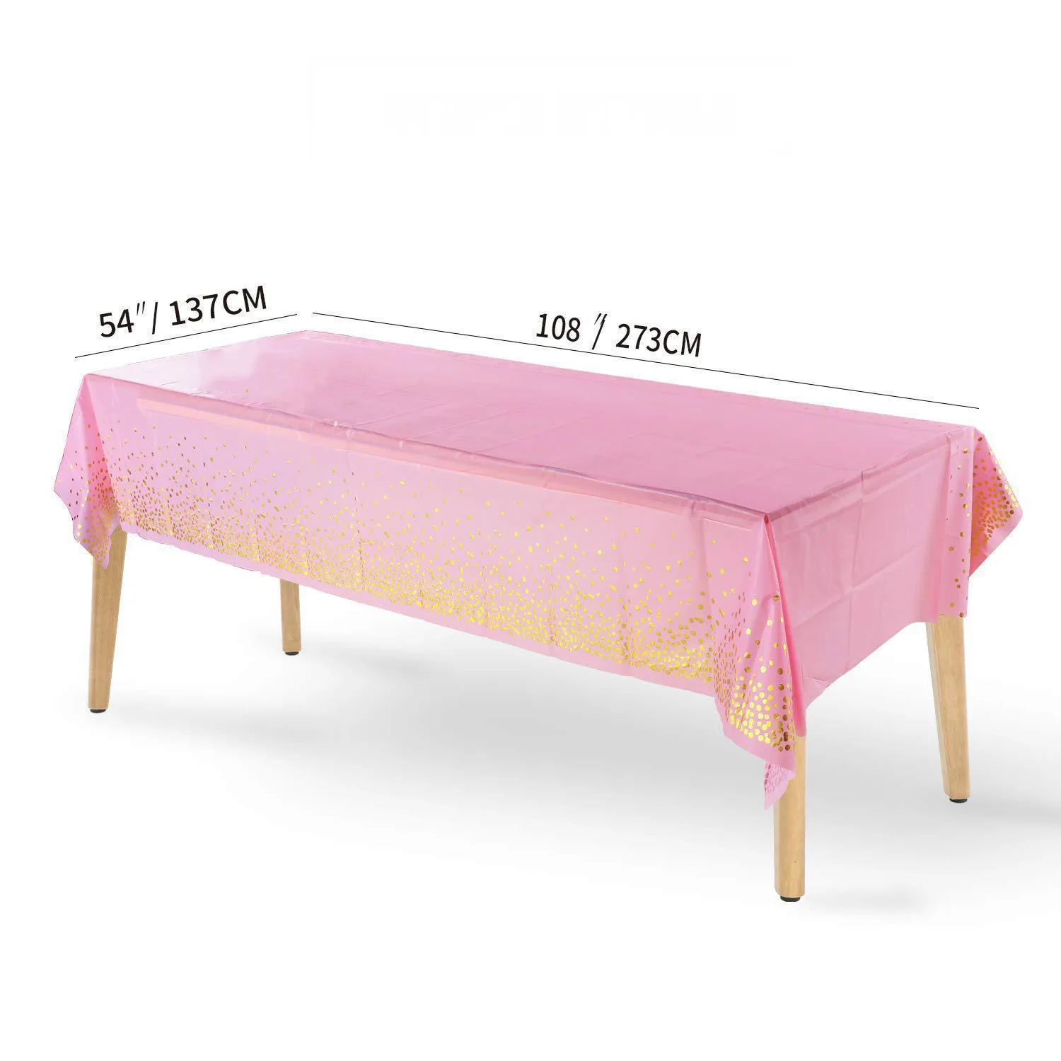 Rectangle Disposable Bronzing Gold Dot Waterproof Party Tablecloth for Birthday Restaurant Wedding Decoration