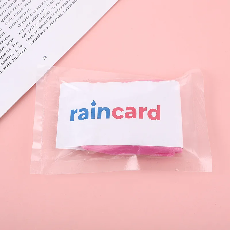 12 Pieces Card Raincoat Adult Disposable Vacuum Compression Packing  Raincoat Mini Portable Transparent Poncho