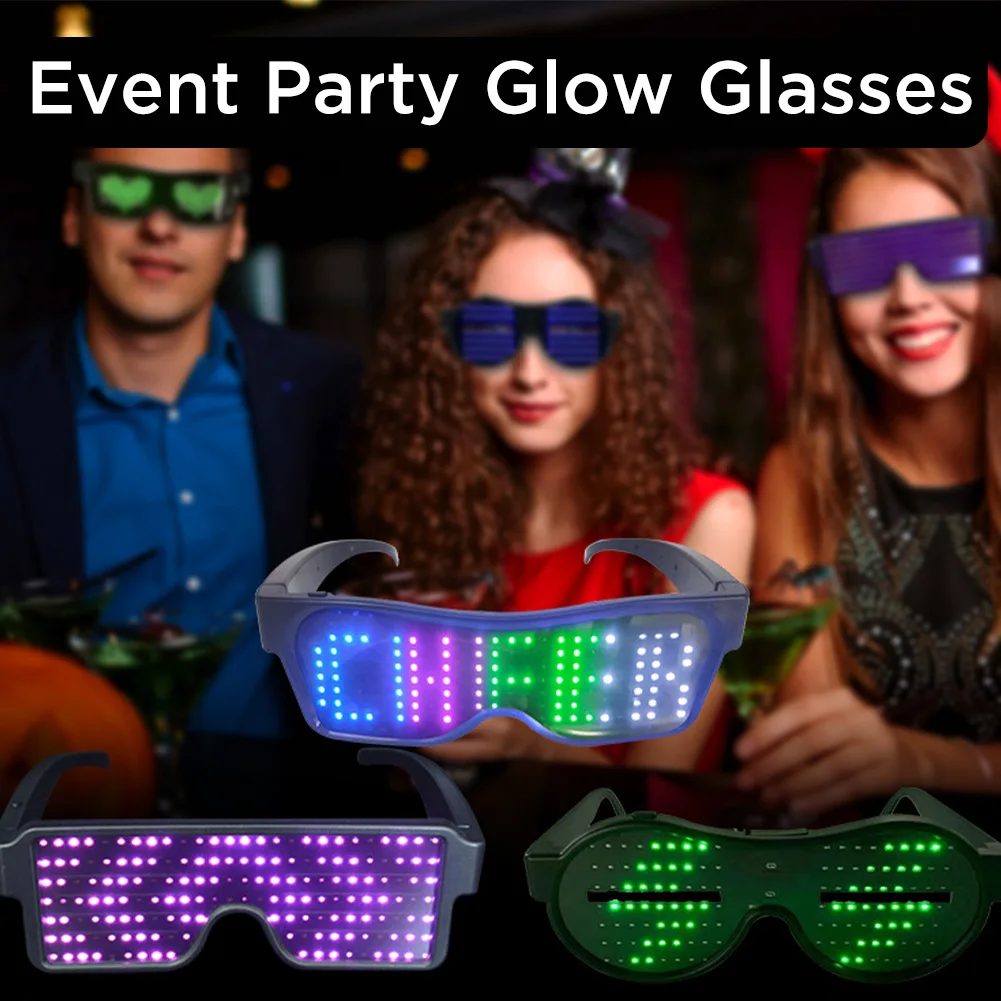 

Lightweight Glowing Glasses With Nose Pads USB Rechargeable Photo Props Party Supplies For Halloween Christmas Birthday Party
