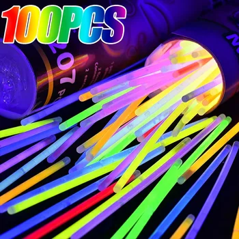 100/10 Stuks Fluorescerende Sticks Buigbare Licht Glow Sticks Armbanden Kettingen Neon Bruiloft Decor Veelkleurige Evenement Feestartikelen 1