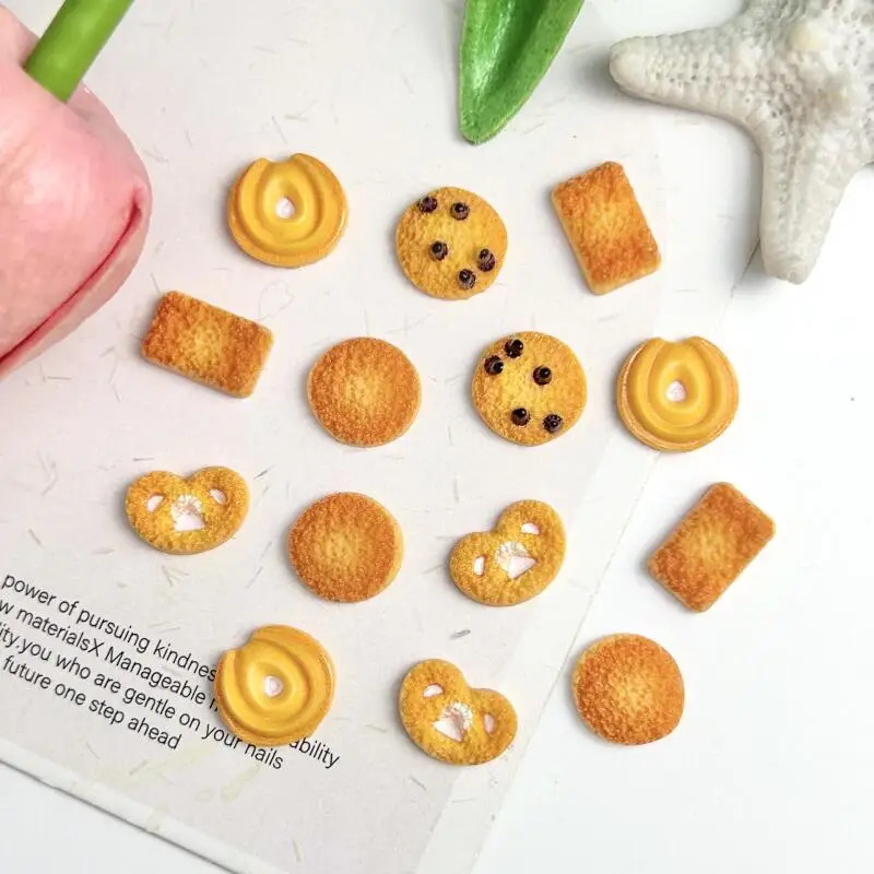 30 Stück 3D-simulierte Kekse aus Kunstharz, Nagelkunst-Dekorationen, kreative Schokoladenbohnen-Kekse, Nagel-Charms für DIY-Haarnadelkunsthandwerk – Detail 6
