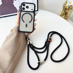 Magnetic Detachable Crossbody Lanyard with Translucent Strap Cover - iPhone 15 Plus (Black)