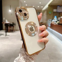 Luxurious Plating Flash Diamond Rhinestone Silicone Phone Case - iPhone 12 Pro (Gold)