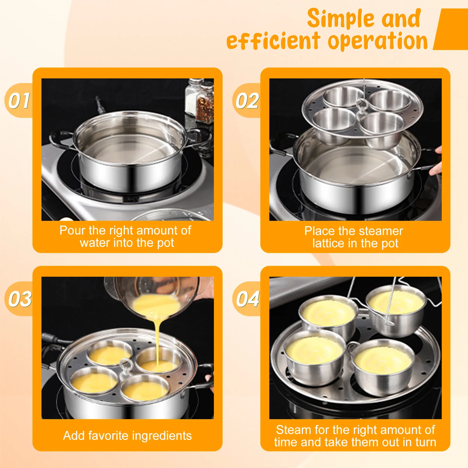 Kitchen Steamer Stainless Steel Kitchenware Cooking Pot with Steaming Grid Egg Poacher Multifun Metal Soup Pot Kitchen Accessory