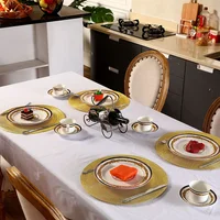 Set of 6 Round Braided Placemats 34CM Table Mats for Dining Tables Christmas Halloween Woven Washable Non-Slip Place mats 4