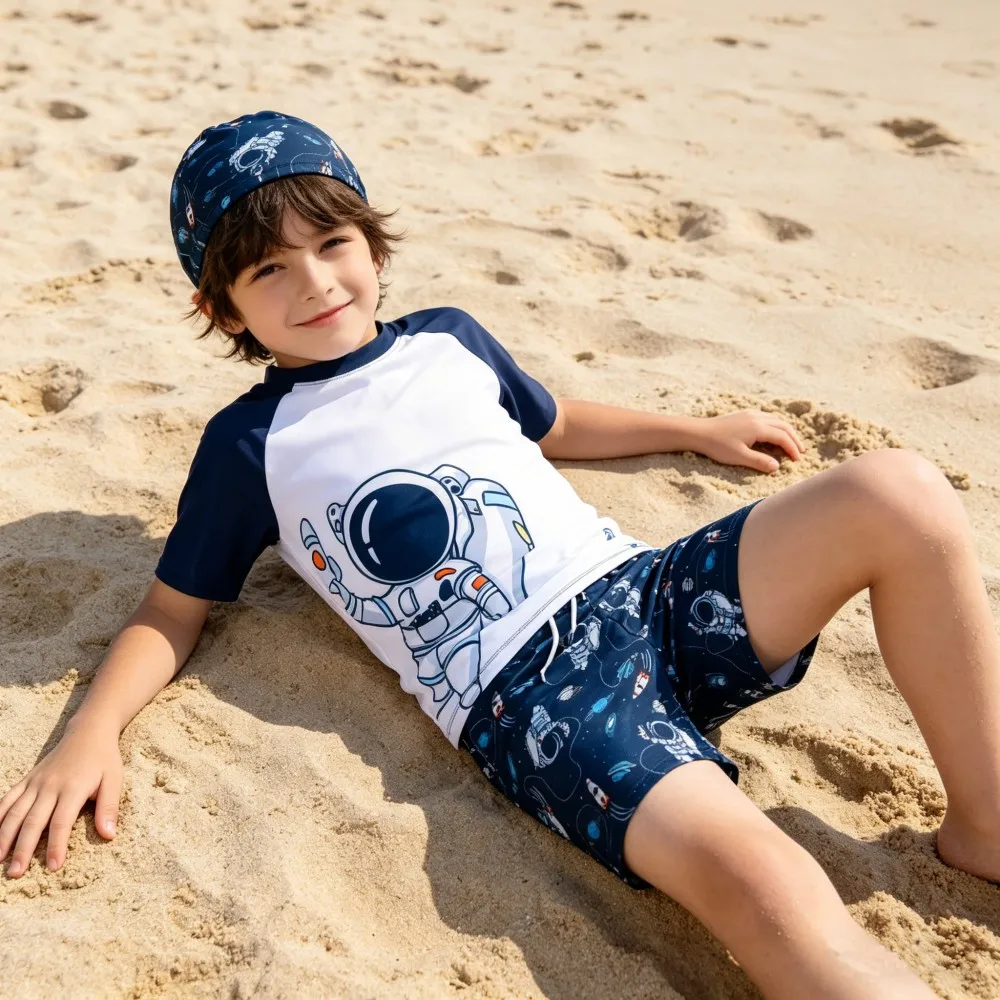 Kids Swimming Suits Children Swimsuit Boys Swimwear Set Cartoon Beachwear Surf Bathing Outfits for 4 5 6 7 8 9 10 11 12 13 Years - 2