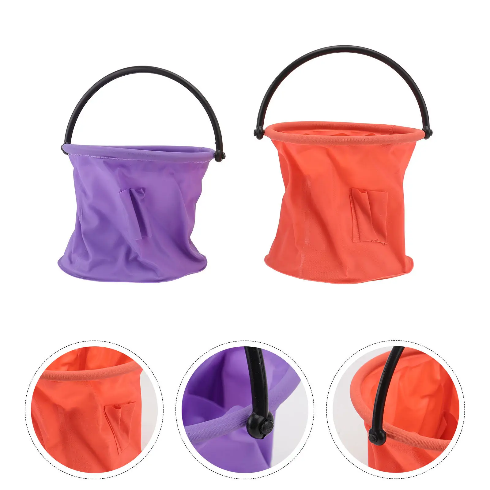 2Pcs 워시 펜 버킷 접이식 플라스틱 브러시 세척 버킷 오렌지 퍼플 휴대용 아티스트 브러시 분지 그림 그리기 야외 여행용