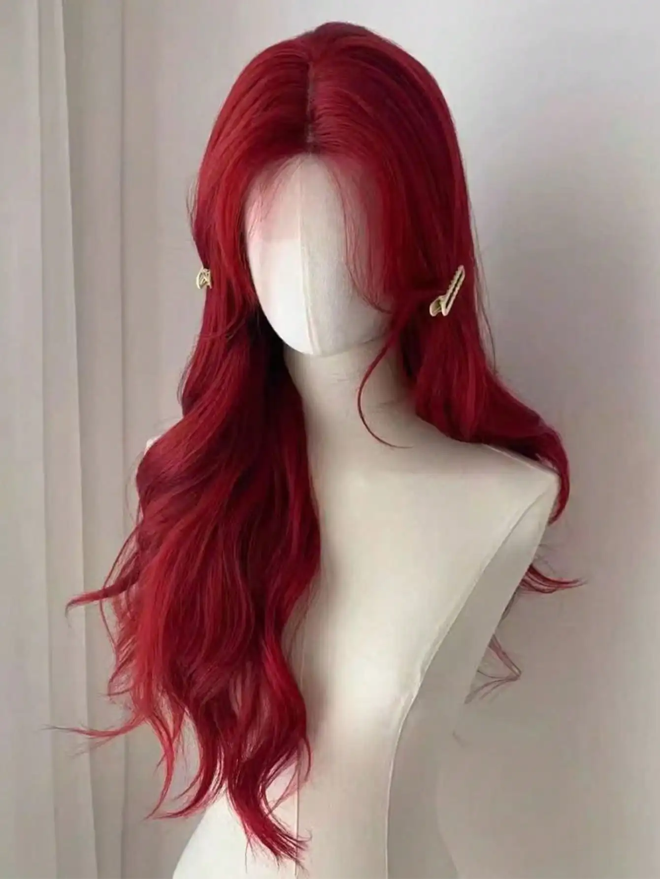 Red Synthetic Wavy Wig for Daily Cosplay Party