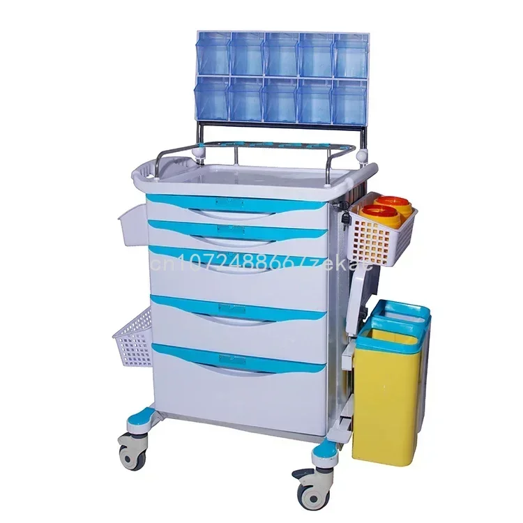 

Lock Abs Hospital Emergency Medical Anesthesia Medicine Trolley High Capacity 5 Drawers Central