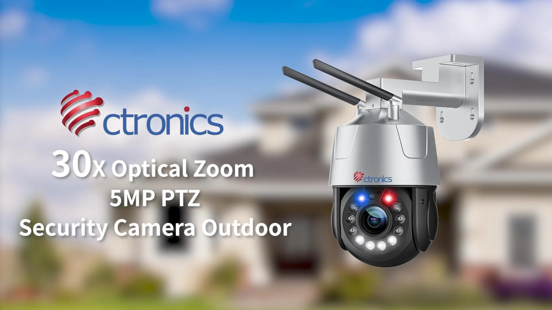 Ctronics 30X 光学ズーム 5MP PTZ セキュリティカメラ屋外 360